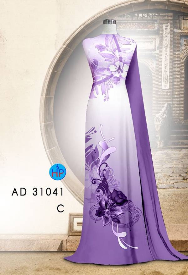 Vải Áo Dài Hoa In 3D AD 31041 47